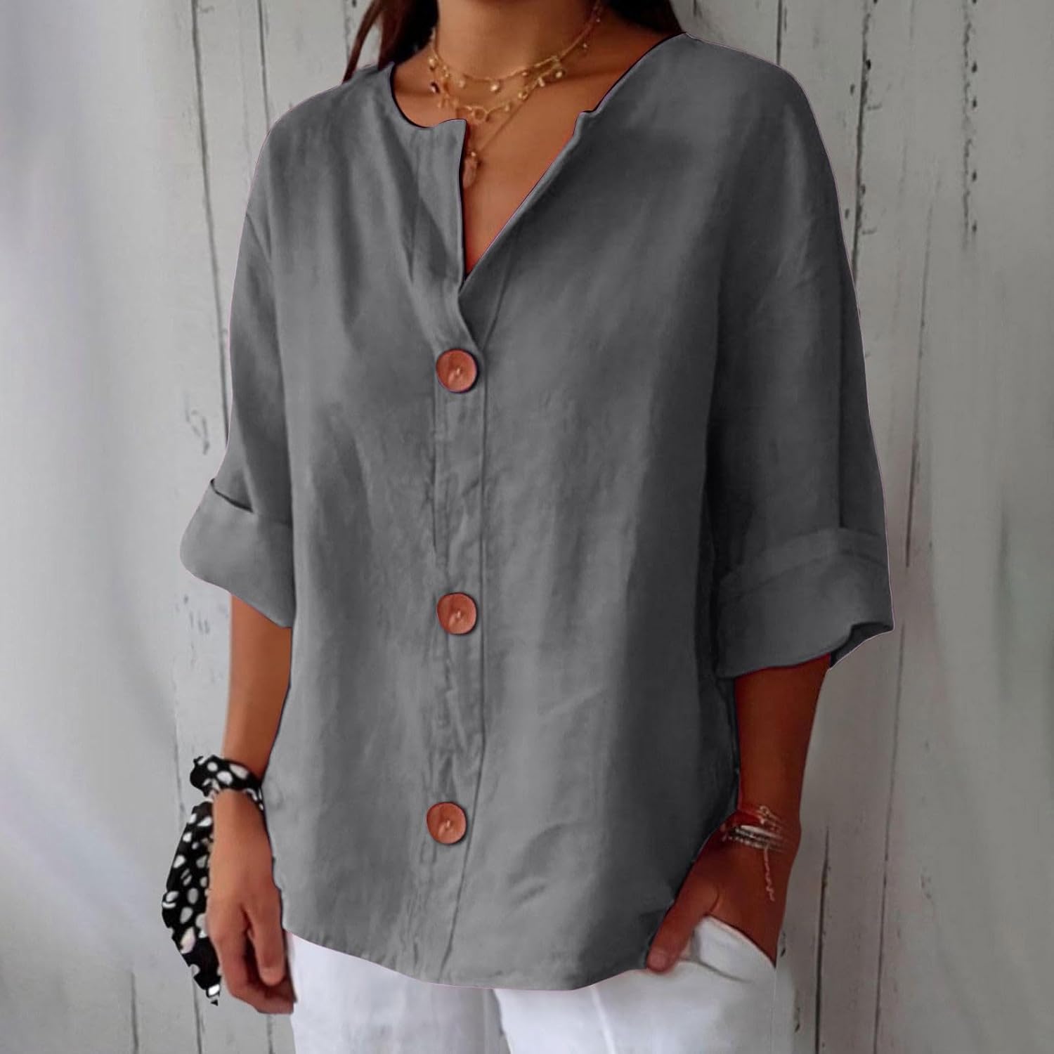 ✦ TradeTrends™ | Livia Linen Button Blouse
