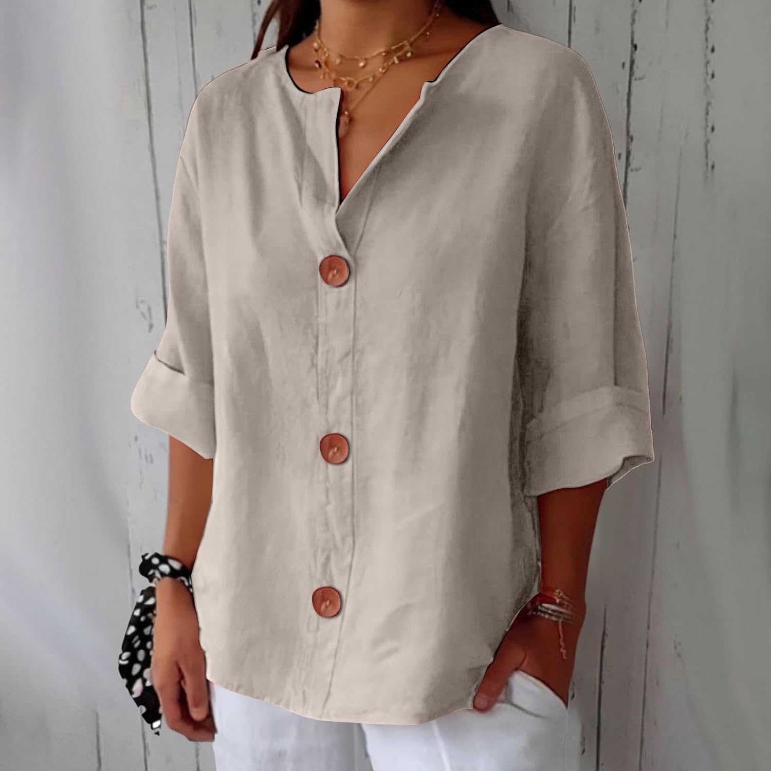 ✦ TradeTrends™ | Livia Linen Button Blouse
