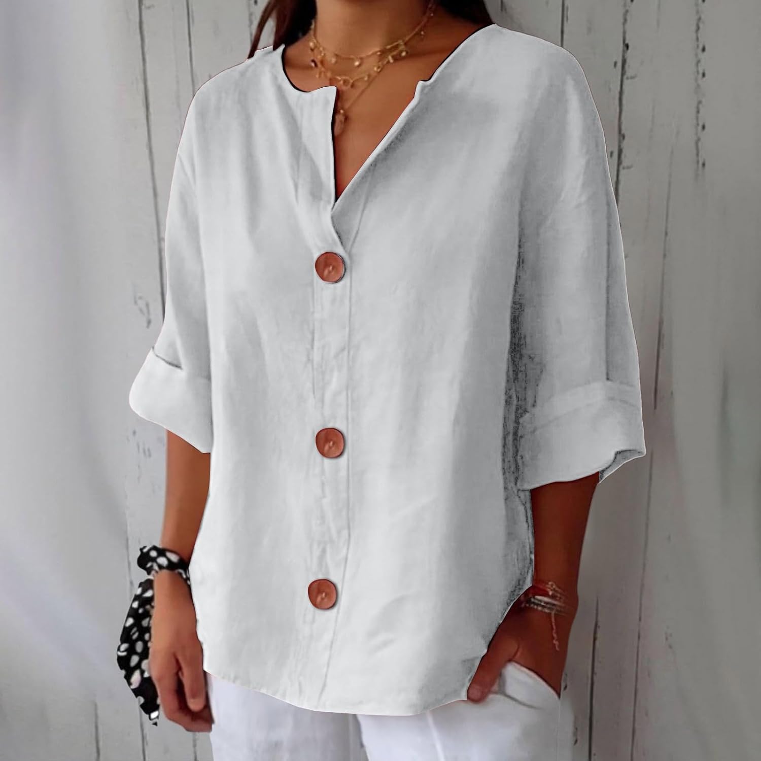 ✦ TradeTrends™ | Livia Linen Button Blouse