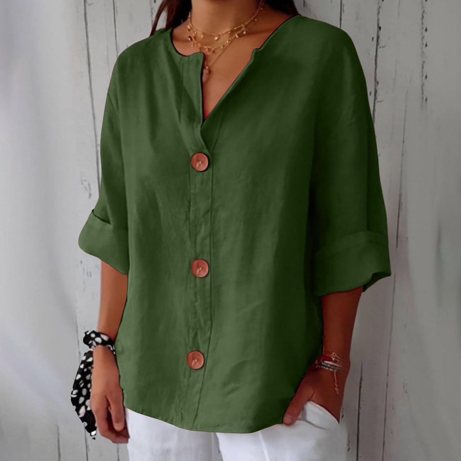 ✦ TradeTrends™ | Livia Linen Button Blouse