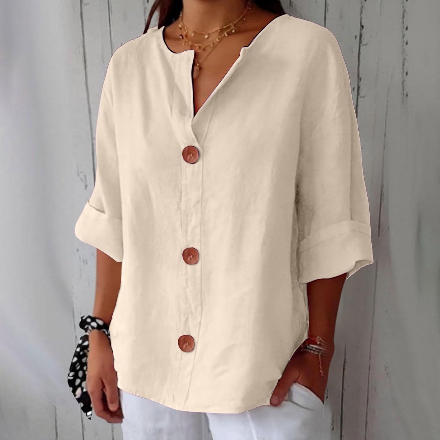 ✦ TradeTrends™ | Livia Linen Button Blouse