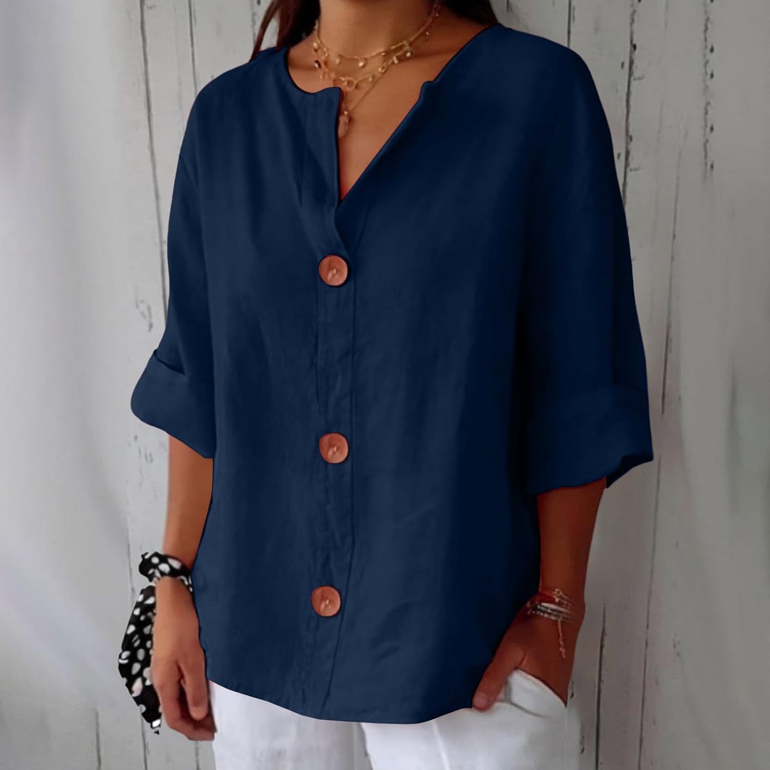 ✦ TradeTrends™ | Livia Linen Button Blouse