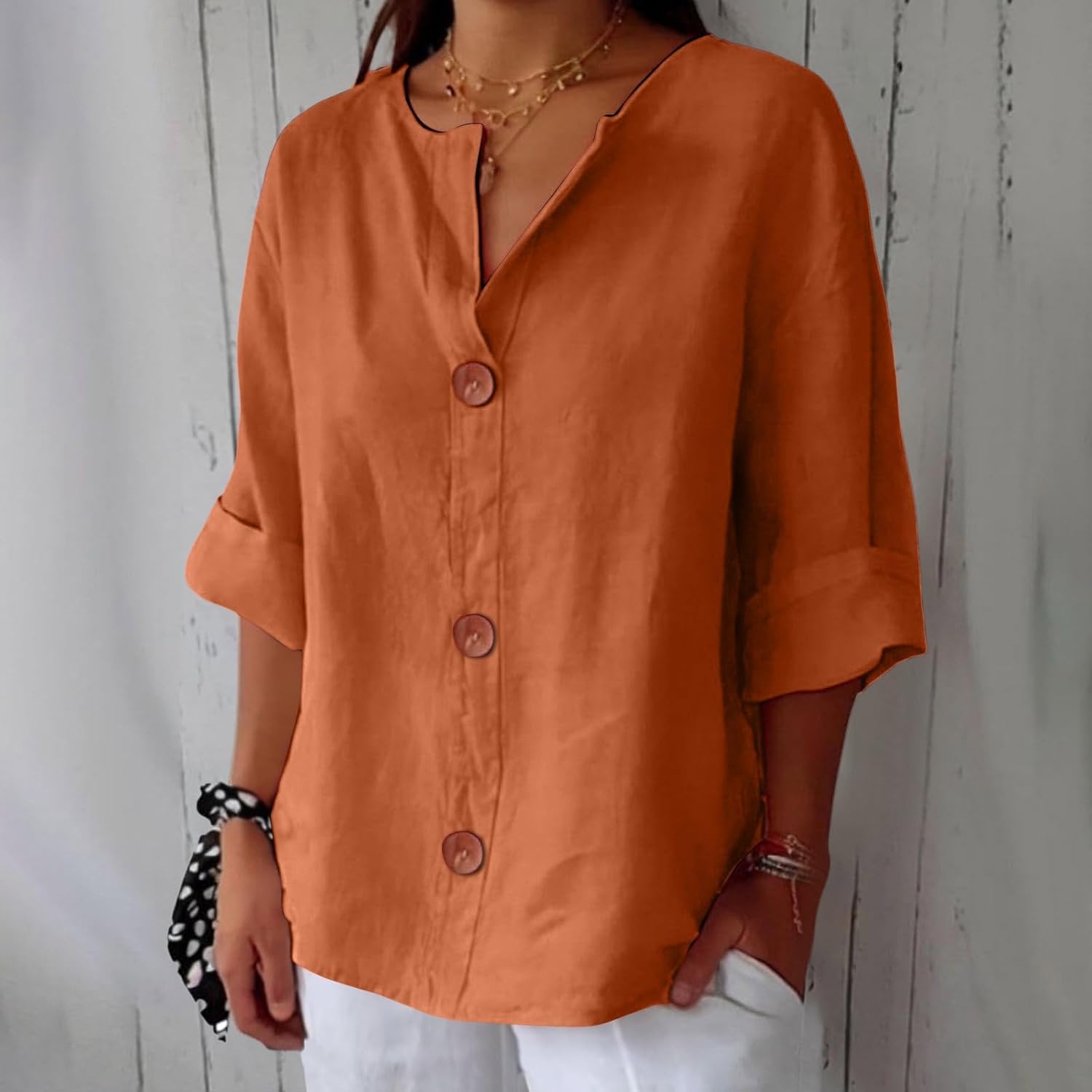 ✦ TradeTrends™ | Livia Linen Button Blouse