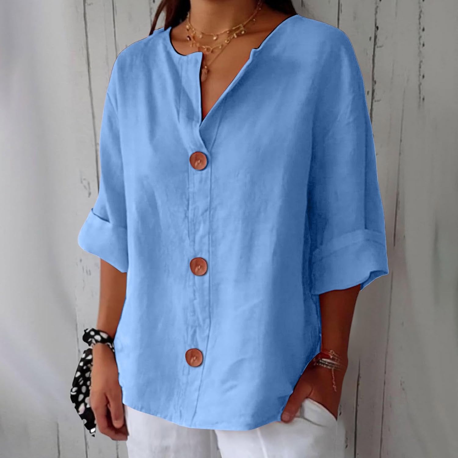✦ TradeTrends™ | Livia Linen Button Blouse