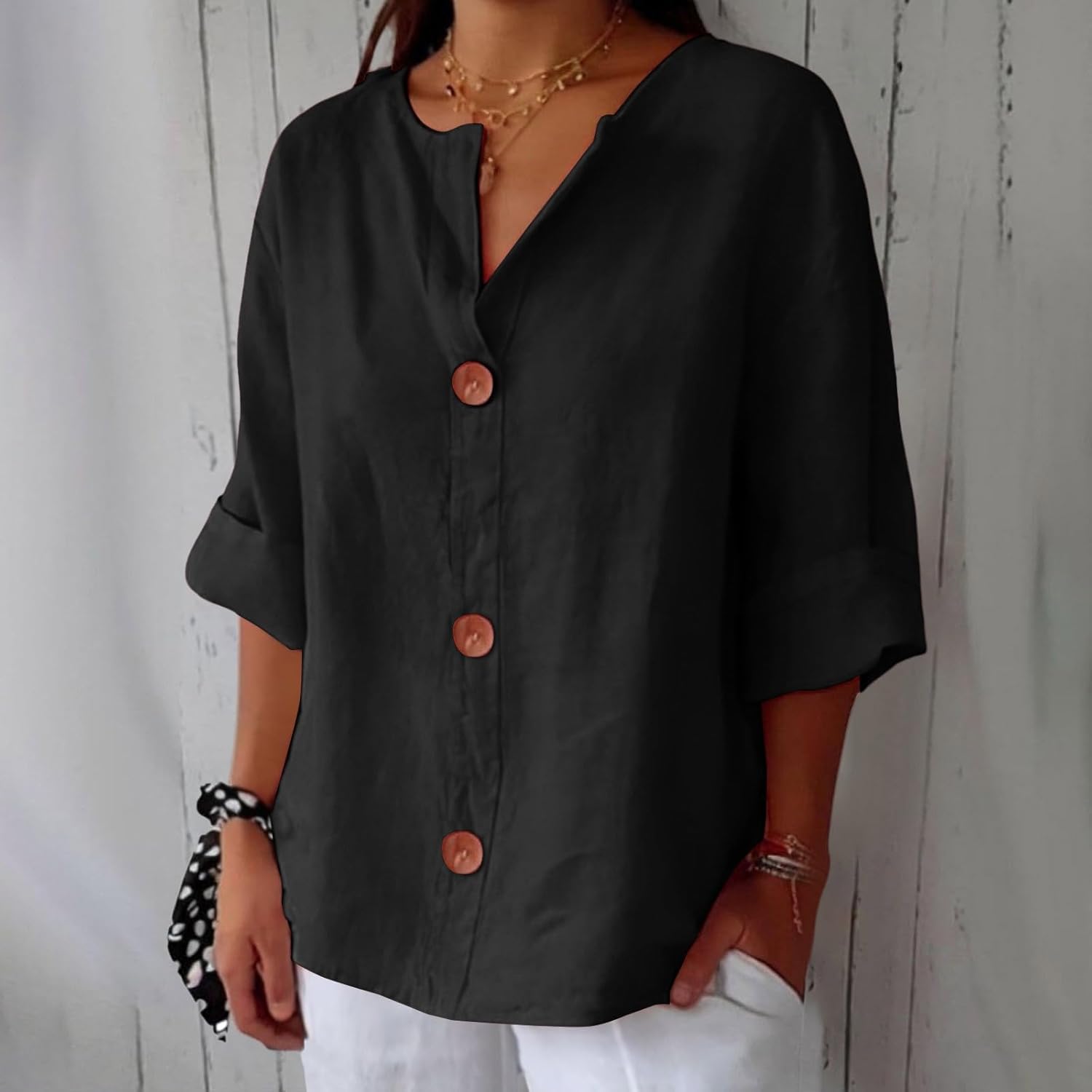 ✦ TradeTrends™ | Livia Linen Button Blouse