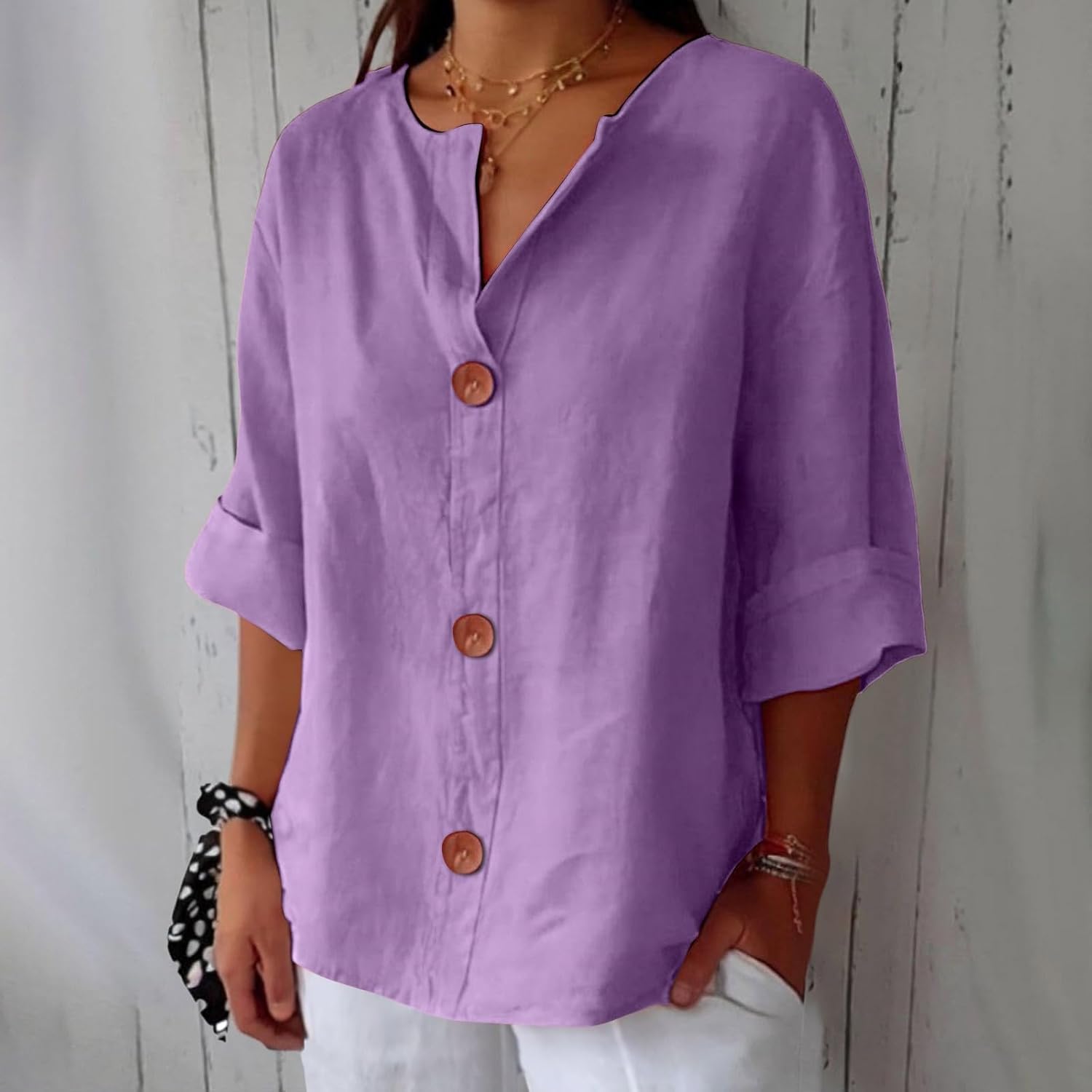✦ TradeTrends™ | Livia Linen Button Blouse