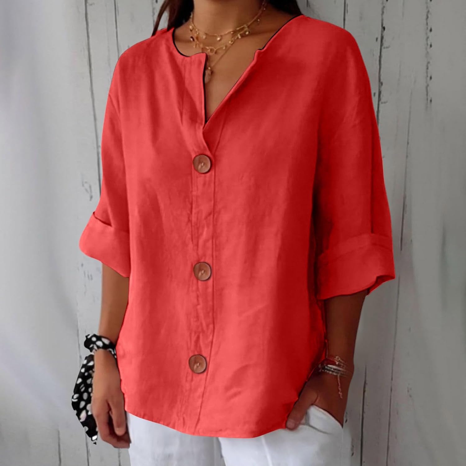 ✦ TradeTrends™ | Livia Linen Button Blouse
