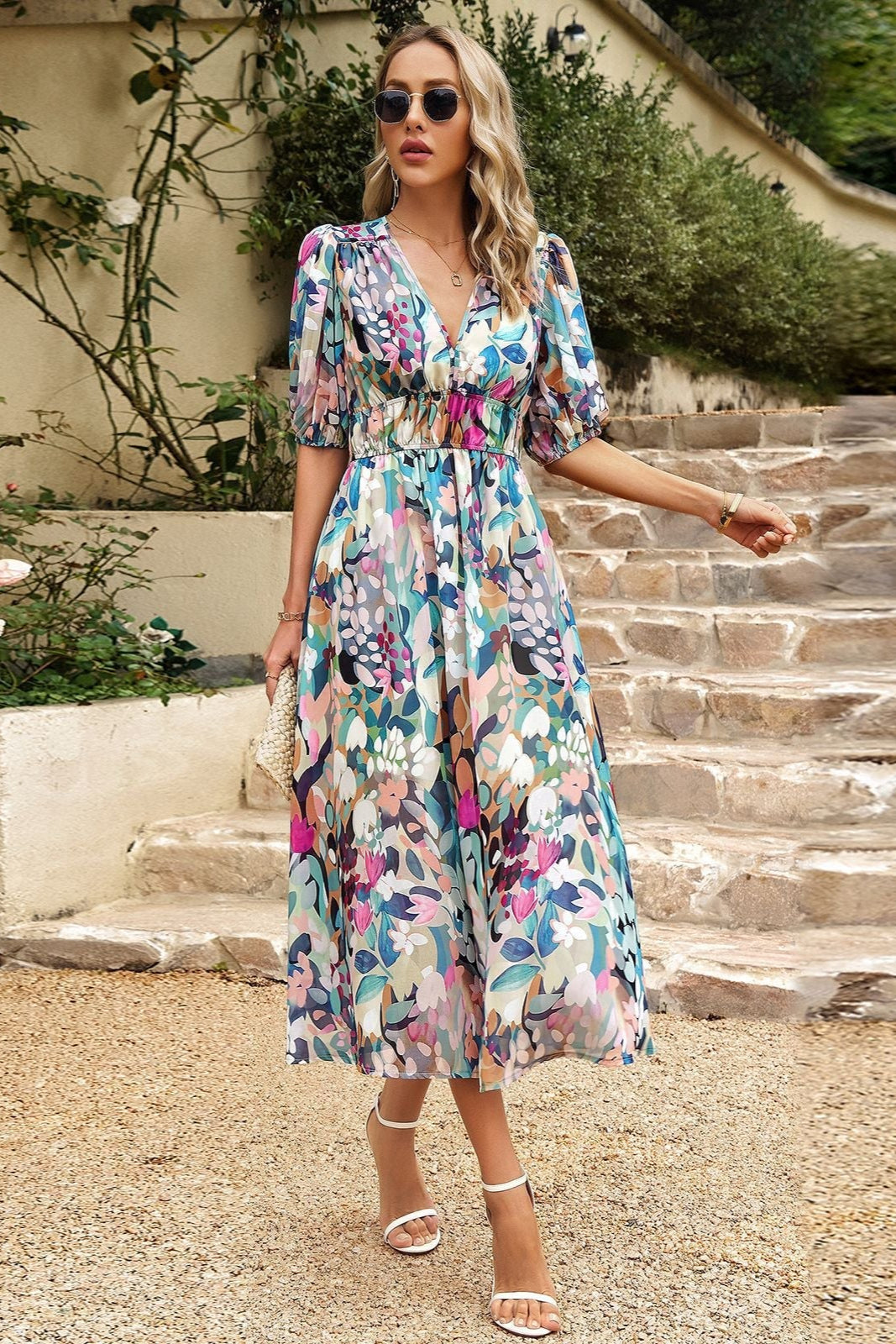 Ruby - Flattering Floral Midi Dress