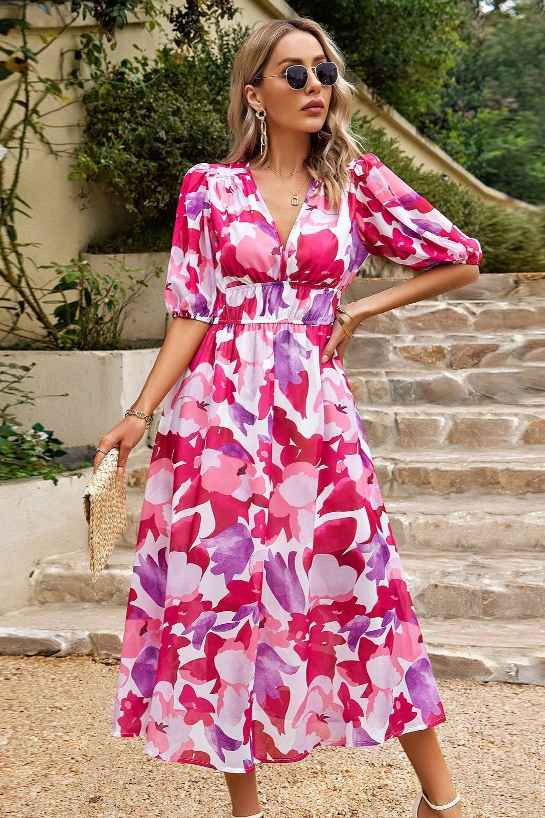 Ruby - Flattering Floral Midi Dress
