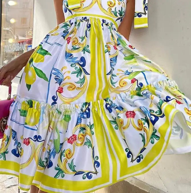TradeTrends™ | Lace-Up Floral Maxi Dress